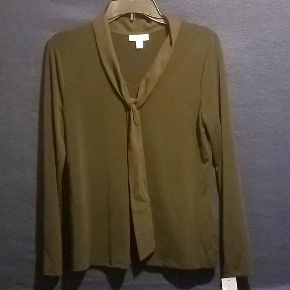 Charter Club Woven Tie V-Neck Top Relaxed Fit And Pull-Over Styling